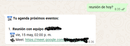Ejemplo de agenda