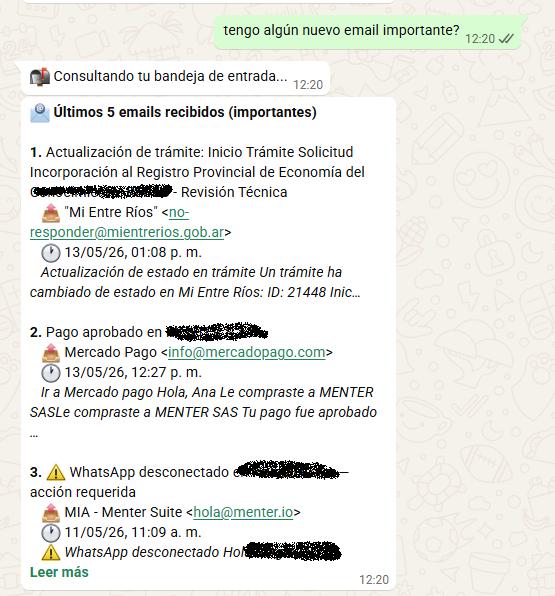 Ejemplo de consulta de email