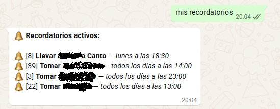Ejemplo de recordatorios