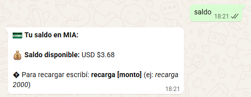 Ejemplo de consulta de saldo